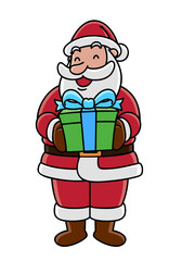 Santa Claus holding gift box