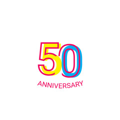 50 Years Anniversary Celebration Fun Line Vector Template Design Illustration