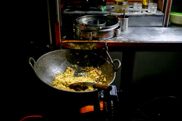 street food cooking fried rice 