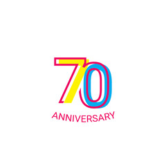 70 Years Anniversary Celebration Fun Line Vector Template Design Illustration