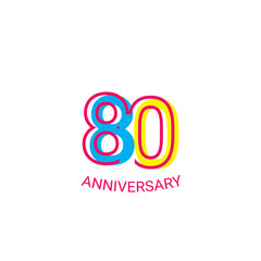 80 Years Anniversary Celebration Fun Line Vector Template Design Illustration