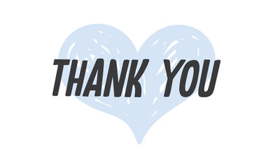 Thank you lettering text with heart background. Thanks and love message. vector design.