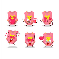 Baby swimsuit cartoon character with love cute emoticon