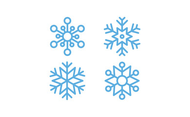 Snowflakes icon collection. Set of snow flake icons. Geometric shapes for christmas and new year decoration.