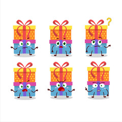Cartoon character of double box gift with what expression