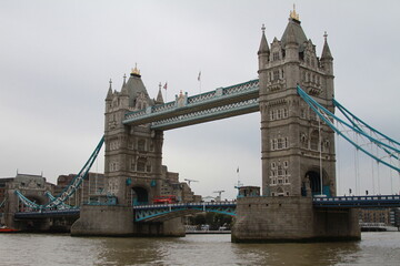 Fototapeta na wymiar Tower Bridge with red double decker bus. London, England