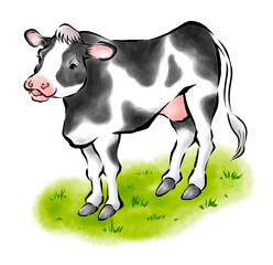 牛の墨絵イラスト　年賀素材　2021　丑年