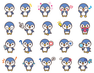ペンギンのかわいいキャラクターセット-Cute penguins character