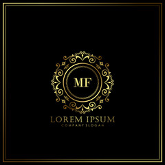 MF Initial Letter Luxury Logo template in vector art for Restaurant, Royalty, Boutique, Cafe, Hotel, Heraldic, Jewelry, Fashion and other vector illustration © JER BESUKI MAWA BEA