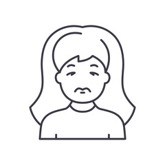 Sad icon, linear isolated illustration, thin line vector, web design sign, outline concept symbol with editable stroke on white background.