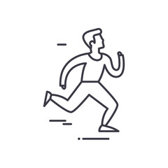 Running man concept icon, linear isolated illustration, thin line vector, web design sign, outline concept symbol with editable stroke on white background.