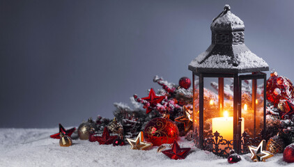 Christmas composition on snow