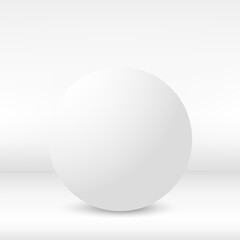 White sphere. 3D ball over the wall. Vector.