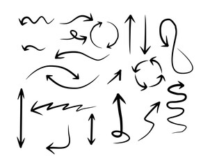 set of abstract arrow doodle scribble vector illustration set set