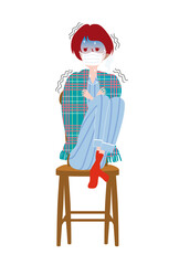 ウイルス　インフルエンザで寒気がする女性