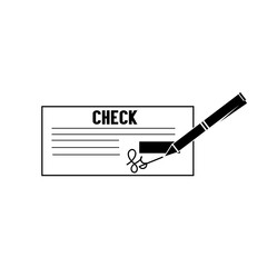 Checkbook with Dollar and Pen line icon. Money Check