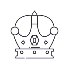 Royal crown icon, linear isolated illustration, thin line vector, web design sign, outline concept symbol with editable stroke on white background.