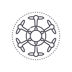 Rotor drone icon, linear isolated illustration, thin line vector, web design sign, outline concept symbol with editable stroke on white background.
