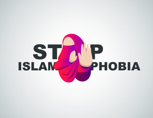 Stop Islamophobia Campaign Simple Banner Vector Illustration