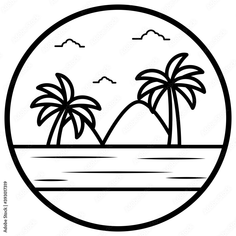 Sticker Natural Island Vector 