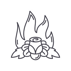 Rose concept icon, linear isolated illustration, thin line vector, web design sign, outline concept symbol with editable stroke on white background.