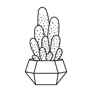 recommend clip art: Cactus and succulent line style cartoon vector illustration. Decorative flower plant in pot. Isolated icon cacti