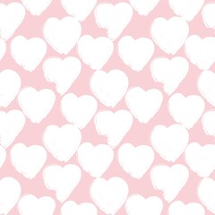 Fototapeta na wymiar Pink Heart shaped brush stroke seamless pattern background