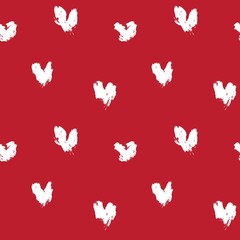 Red Heart shaped brush stroke seamless pattern background