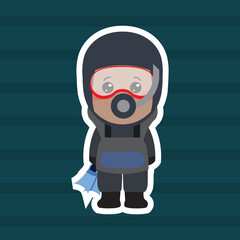 Illustration vector graphic of Cartoon Cute Chibi Navy. Perfect for children book cover, children book illustrations, Military events, National Day, Mascot, etc.