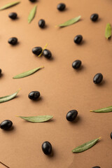 black olives background brown background