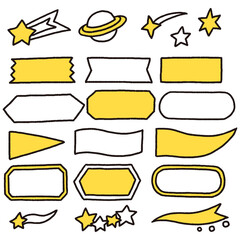 Obraz premium 星の飾りと見出しのセット 手描き風