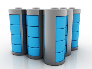 3d rendering Electrical energy and power supply source concept, accumulator battery with charging level indicator