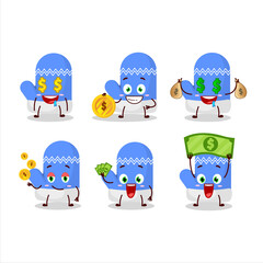 New blue gloves cartoon character with cute emoticon bring money