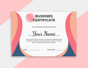 Certificate template with hand drawn textures, memphis style. Universal cards, pastel colors. Retro design, fashion art