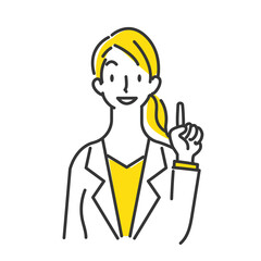 親切に案内をするビジネスウーマンのイラスト　シンプルでお洒落な線画