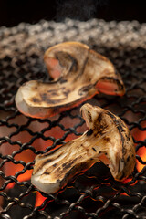 焼き松茸 七輪 炭火焼