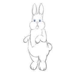 Vector Illustration of Adorable Blue Eyed Bunny. Sketched Little Cute Rabbit. Monochrome Freehand Drawing. Kids Style Graphic. Stylized Cartoon Beautiful Leveret. Realistic Drawing. Animal Art
