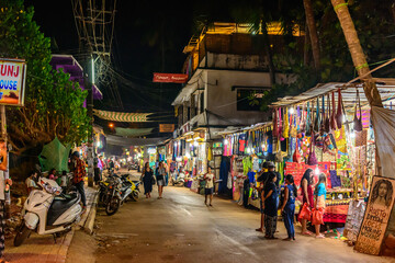Nightlife & Street shops of Goa in Goa, India..