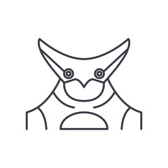 Robot icon, linear isolated illustration, thin line vector, web design sign, outline concept symbol with editable stroke on white background.