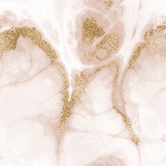 Seamless pink glitter luxury marble pattern design. High quality illustration. Sparky repeat graphic swatch in rose gold. Trendy glamorous shimmering marbled rock motif.