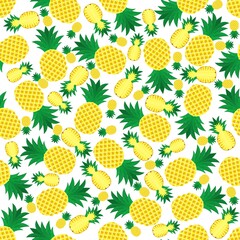 Pineapple Slice Seamless Pattern. Isolated on White Background. Vector Design Illustration.