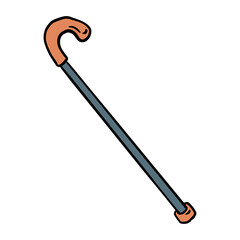 Cane for old or disabled people doodle. Walking support vector glyph graphic symbol. Isolated on white background icon design