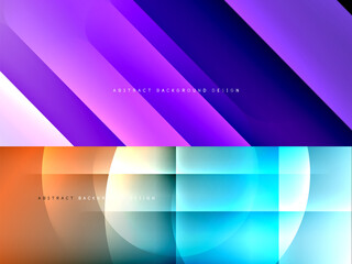 Set of modern geometric shapes abstract backgrounds. Vector illustrations for covers, banners, flyers and posters and other