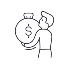 Rich man icon, linear isolated illustration, thin line vector, web design sign, outline concept symbol with editable stroke on white background.