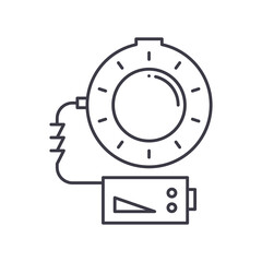 Naklejka premium Ring flash icon, linear isolated illustration, thin line vector, web design sign, outline concept symbol with editable stroke on white background.