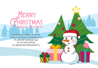 Fototapeta na wymiar Merry Christmas Santa Claus Gift Box Drawing Cartoon Illustration Vector