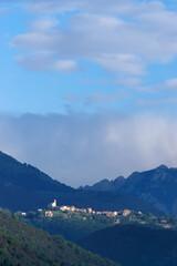 Fototapeta na wymiar Poggio-di-Venaco village in the Corsica Regional Nature Park
