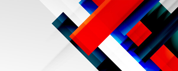 Geometric abstract backgrounds with shadow lines, modern forms, rectangles, squares and fluid gradients. Bright colorful stripes cool backdrops