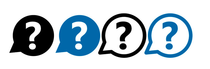 Question mark set of vector isolated icons. Help sign speech bubble. Chat question icon. Question concept.