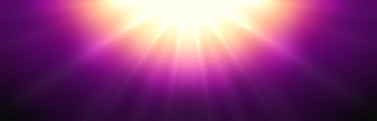 Golden shine on deep purple background. Bright rays on top abstract pattern. 